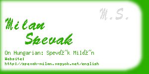 milan spevak business card